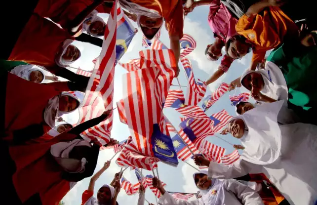 Malaysia Day waving flags